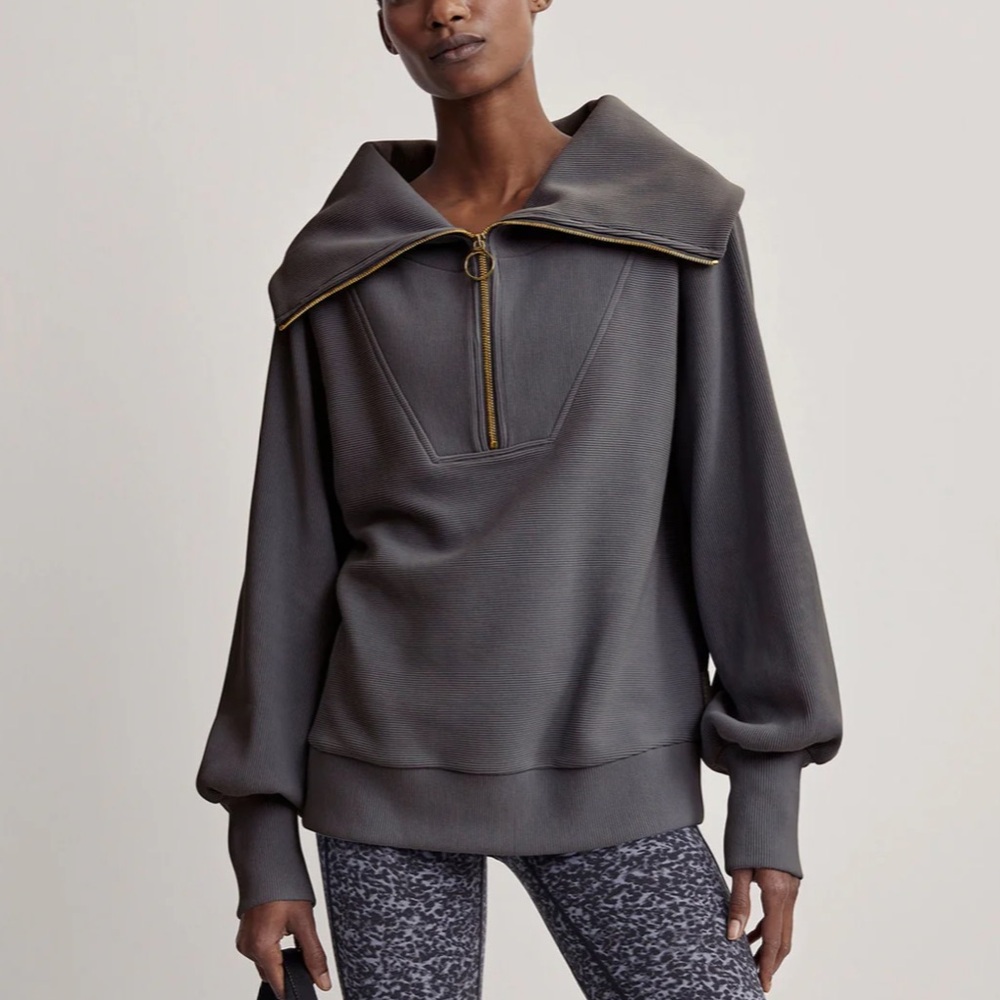 Varley Grey Ribbed Sweater